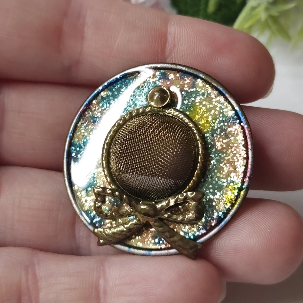 Vintage Mesh Hat Glitter Brooch